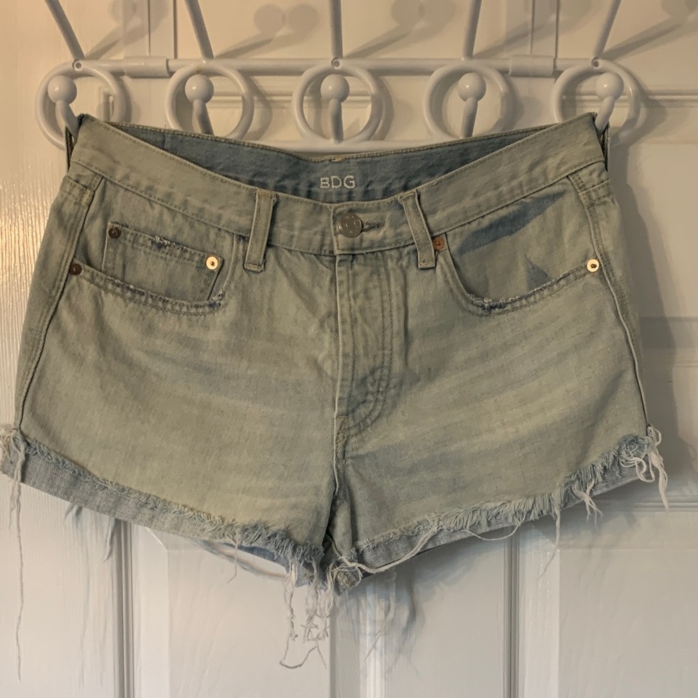 BDG Light Wash Denim Cutoff Shorts - Pale Blue Distressed